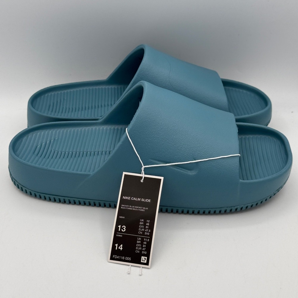 Nike Calm Slide Slide Mens 13 Smokey Blue Foam Comfort Sandal FD4116-005